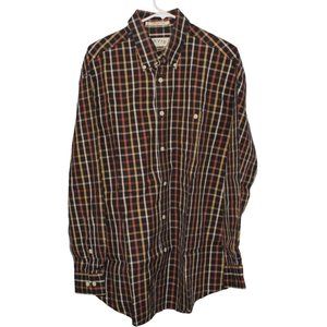 Orvis Mens Multicolor Windowpane Check Long Sleeve 100% Cotton Button Down Shirt